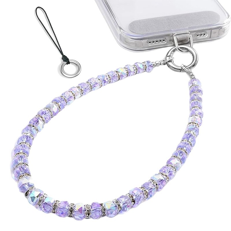 Niche Faux Pearl Faceted Crystal Phone Bag Pendant Charm Drill Ring Mixed Keychain