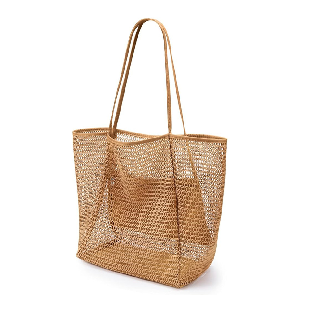 Folding beach bag mesh netting handbag women's shoulder bag summer outdoor travel play bag