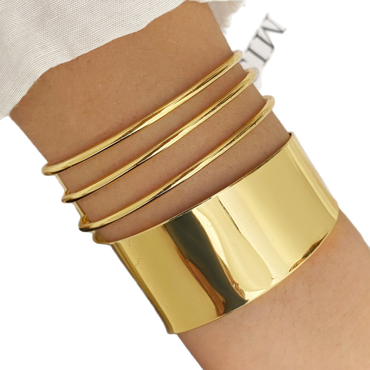 Trendy Exaggerated Large Area Smooth Bangle Bohemian Style Multi-Layer Alloy Bangle Women's Hand Jewelry