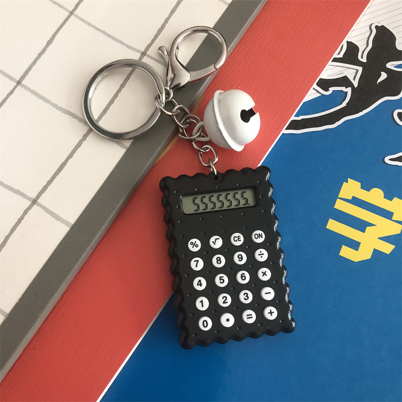 Biscuit Type Mini Calculator Bell Keychain Pendant Student Portable Palm Cute Computer