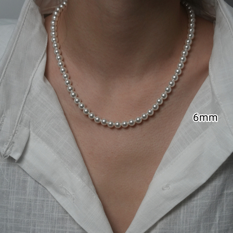 S925 sterling silver pearl necklace women's ultra-fine baby milky beads niche 2025 new neck chain