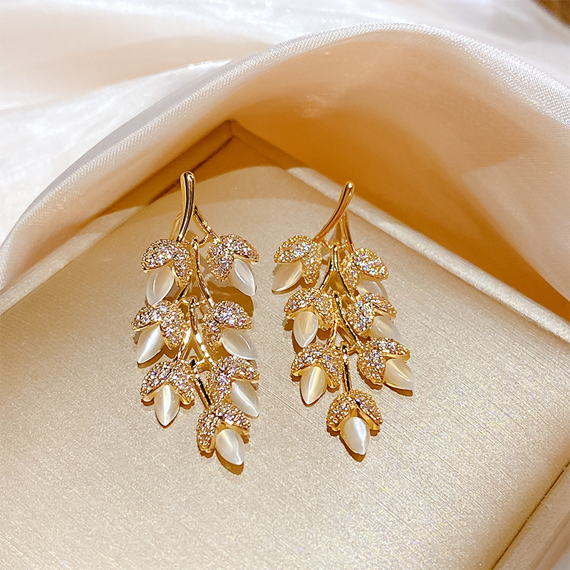 2026 flower collection real gold electroplated quality sweet zircon earrings, women's wind earring accessories