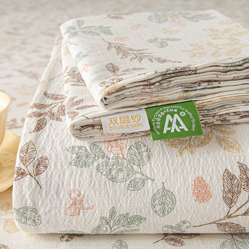 2025 new Class A double-layer gauze bed sheet single piece student dormitory single/double quilt cover three-piece set non-cotton pure cotton 2