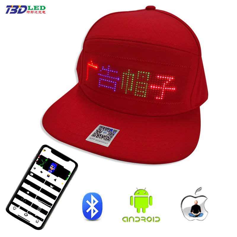 LED Light-Up Hats, LED Advertising Hats Controlled via Smartphone, Wireless-Controlled Cotton LED Hats
