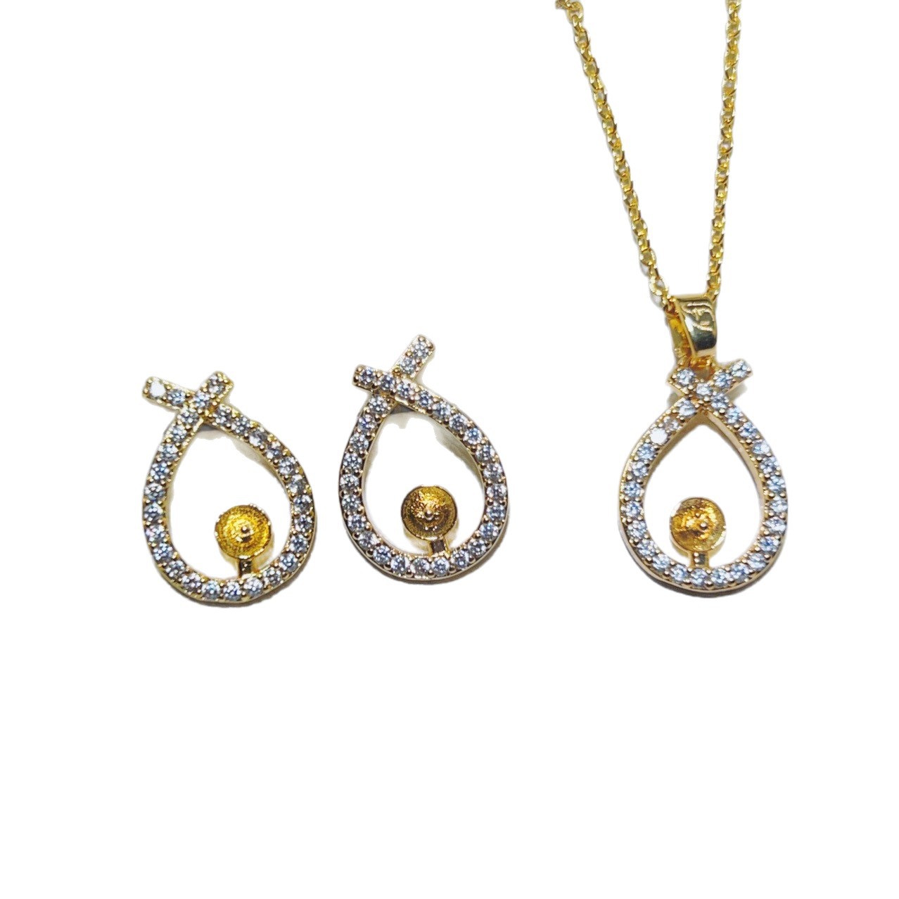 DIY Pearl Accessories Silver Needle 18K Gold-Plated Micro-Set Zircon Swan Earrings Empty Mount Earrings Pearl Accessories