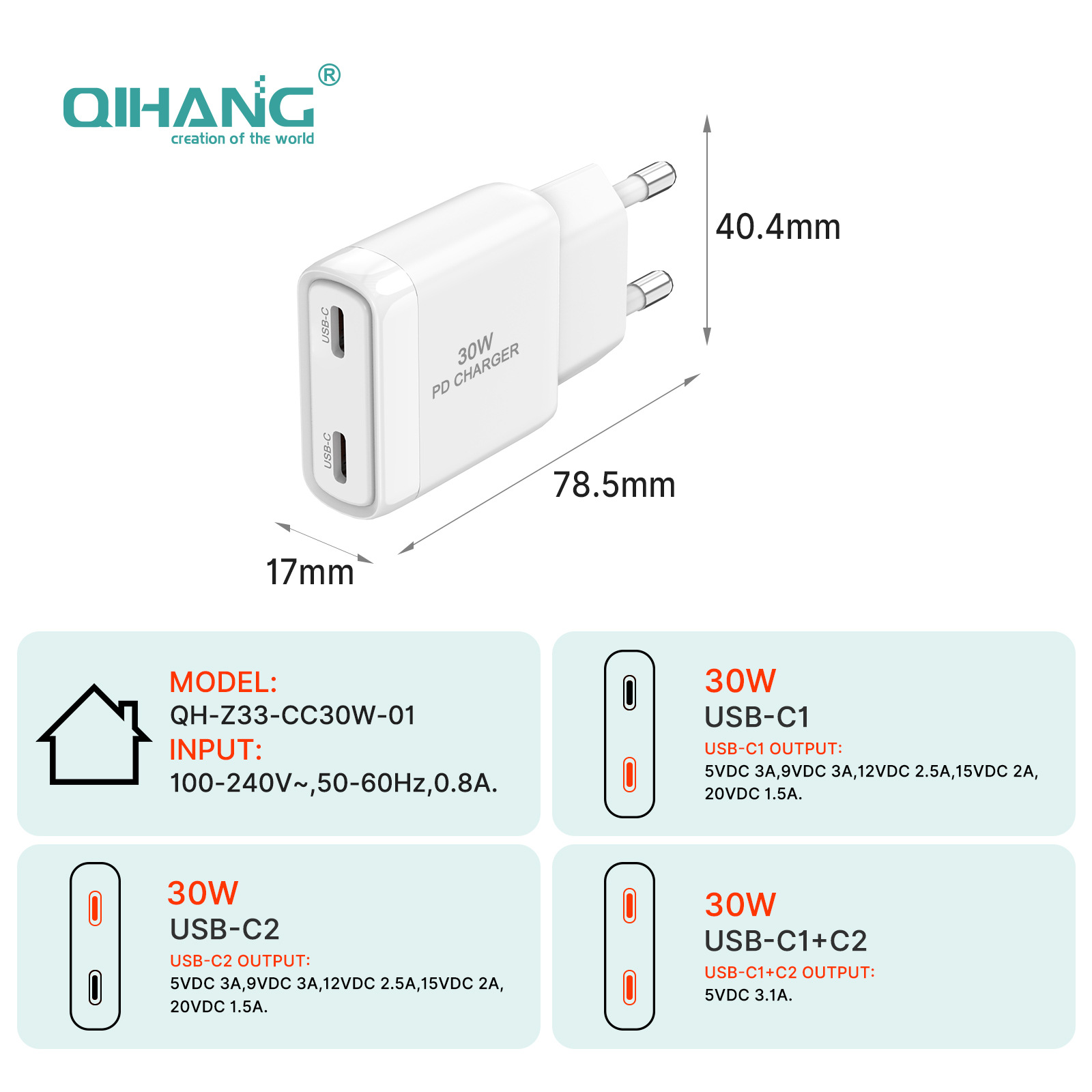 PD30W GaN Charger Fast Charging Mini Ultra-Thin Compatible with Apple Phone European Standard Charging Head 25W Fast Charging Head