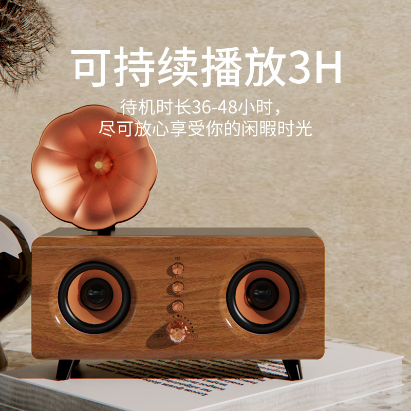 New B161 Wood Grain Bluetooth Speaker Dual Speaker Bass Plug-in Card Computer Desktop Audio Gift