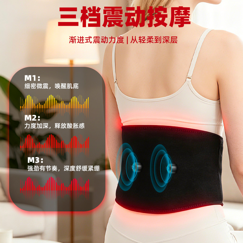 Vibration Heat Compress Red Light Therapy Electric Heating Waist Support Red Light Belt 660/850nm Red Light Heating Belt