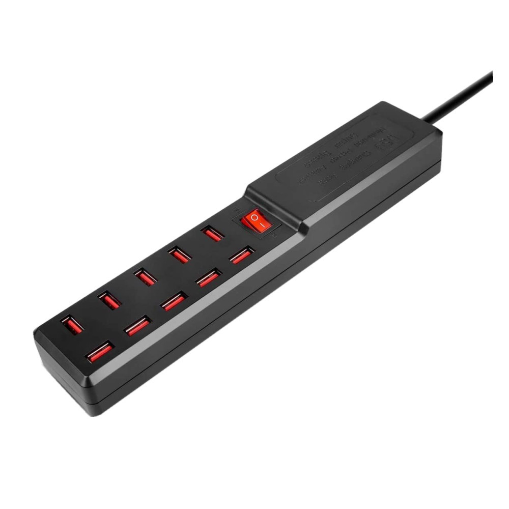 UK Plug Phone Smart Recognition 10 Charger Multi-Port USB Power Supply