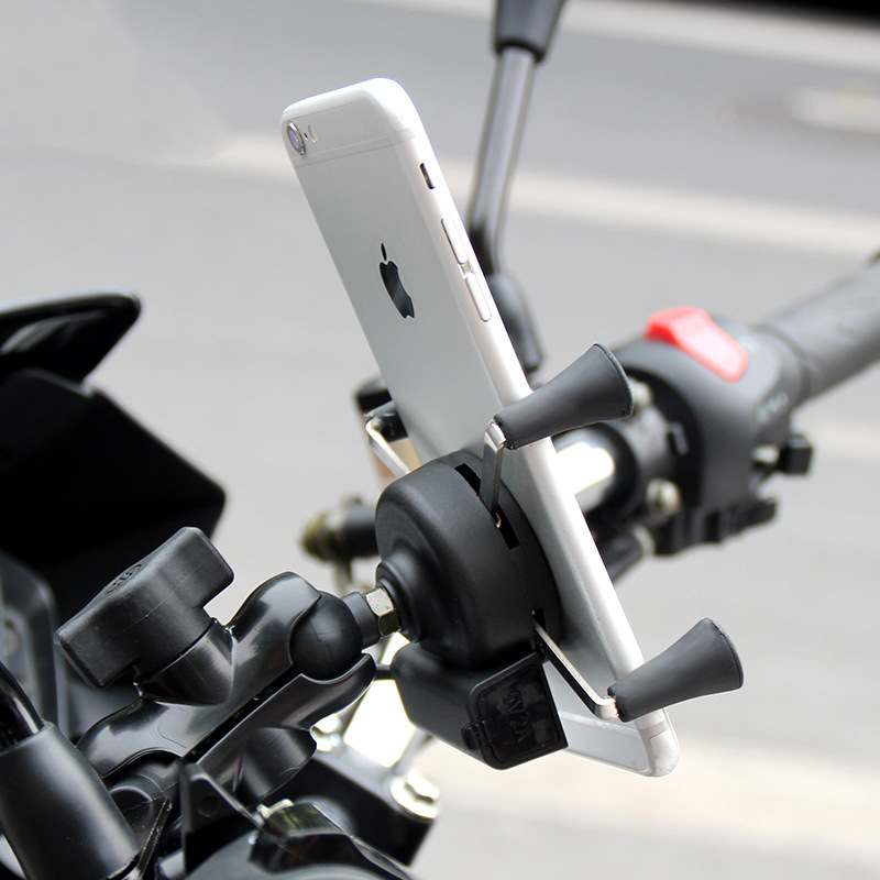 Motorcycle phone mount rechargeable aluminum alloy phone mount with USB charging mount
