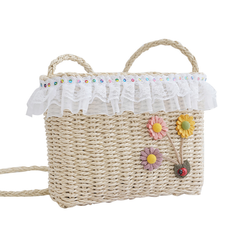 Crossbody Woven Bag Sunflower Hollow Out Simple Fresh Straw Bag Summer Vacation Leisure Women's Bag Square