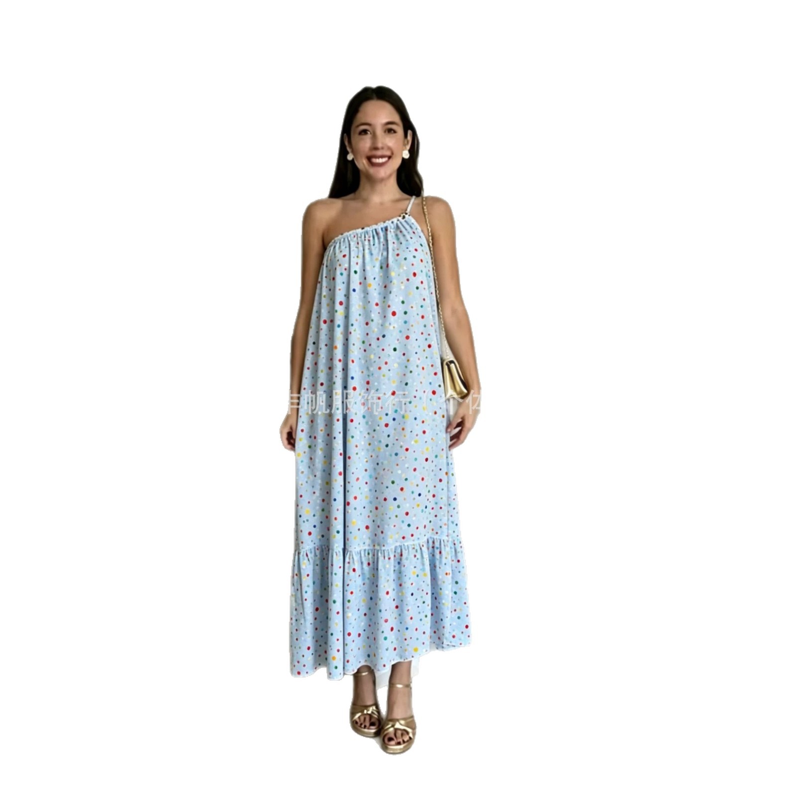 Floral Print Halter Neck Camisole Long Dress Seaside Outing Loose Cover Fat Bohemian Vacation Dress