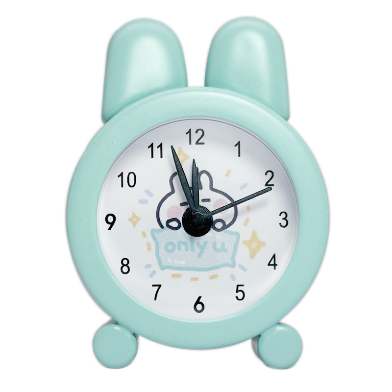 Mini Metal Small Alarm Clock Cute Rabbit Children Student Stationery Gift Alarm Clock Customizable with Logo