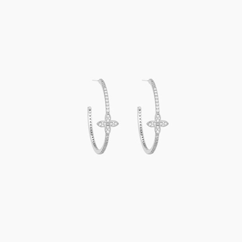 Flower large earring 2022 new exquisite earring hoop silver needle ear accessories