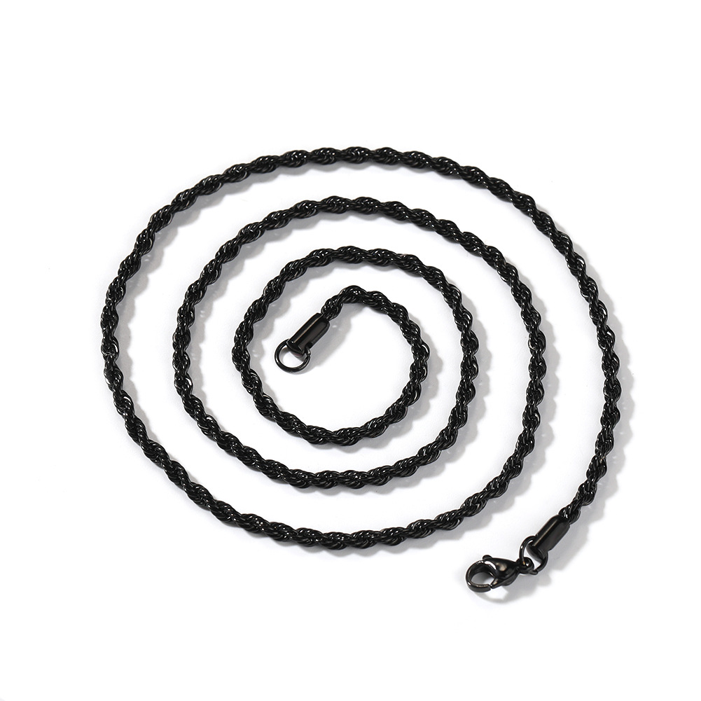 Necklace Men Hip Hop Stainless Steel Gold Twist Chain Simple Solid Chain Twisted Rope Chain Accessories