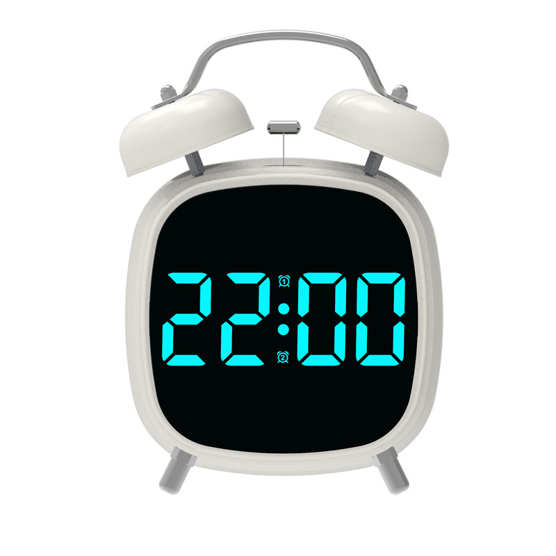 High Volume Metal Bell Alarm Clock LED Clock Wake-up Difficult Multifunctional Clock GH8032 Bell Clock