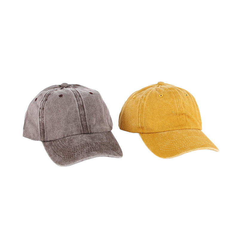 Coated Washed Baseball Cap Solid Visor Hat for Women Sunshade Distressed Denim Baseball Cap