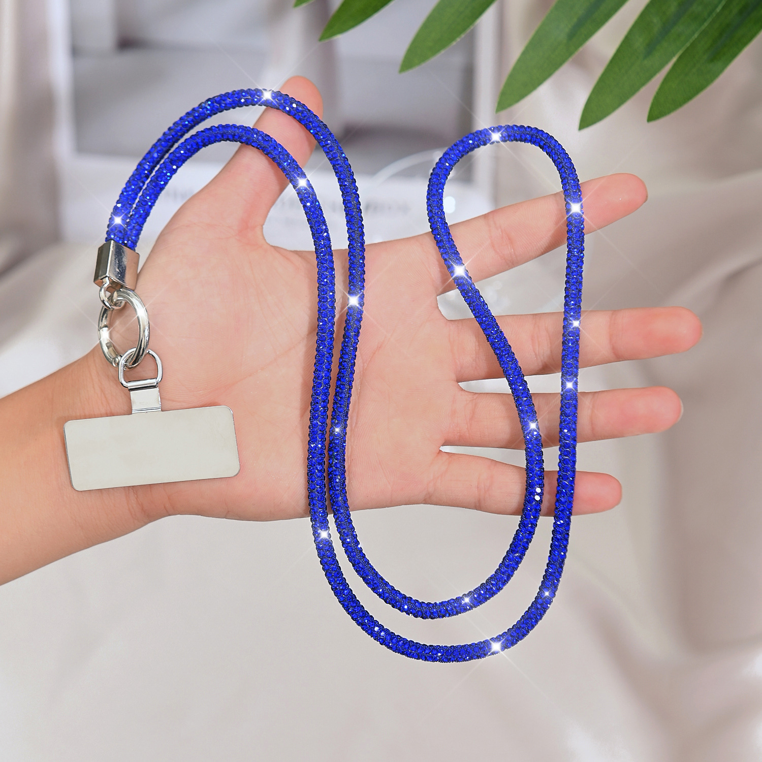 Full rhinestone phone lanyard long neck luxury full rhinestone hanging chain crossbody wrist short pendant