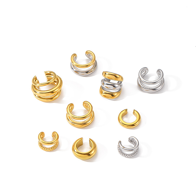New Ins style titanium steel ear cuff no ear hole 18K gold stainless steel ear clip