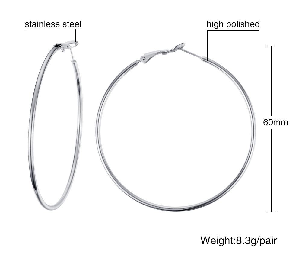 Stainless Steel Circle Earrings Exaggerated Thin Coil Large Ear Jewelry Titanium Steel Women's Accessories