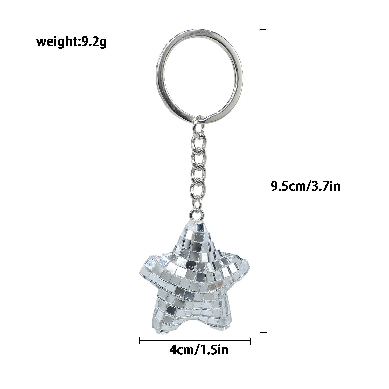 Mirror Ball Keychain Pendant DISCO Five-Point Star Disco Reflective Ball Keychain Pendant Car Decoration