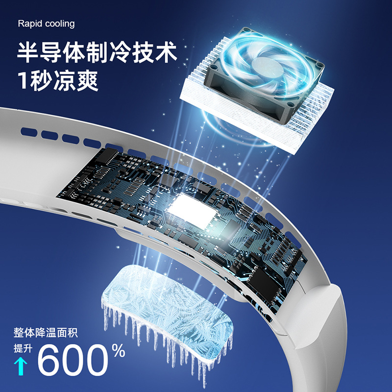 New Semiconductor Cooling Neck Fan USB Charging Large Capacity Silent Outdoor Mini Neck Fan