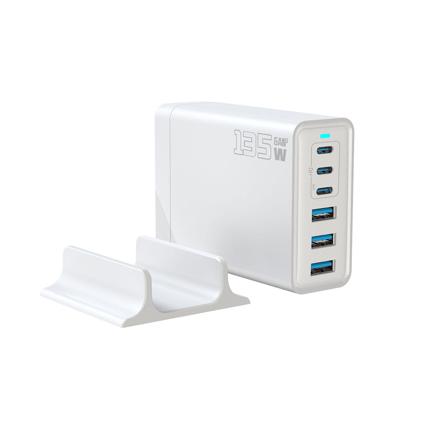 135W GaN Charger Multi-Port USB Charger PD Fast Charging 135W Phone Laptop Desktop Charging Station