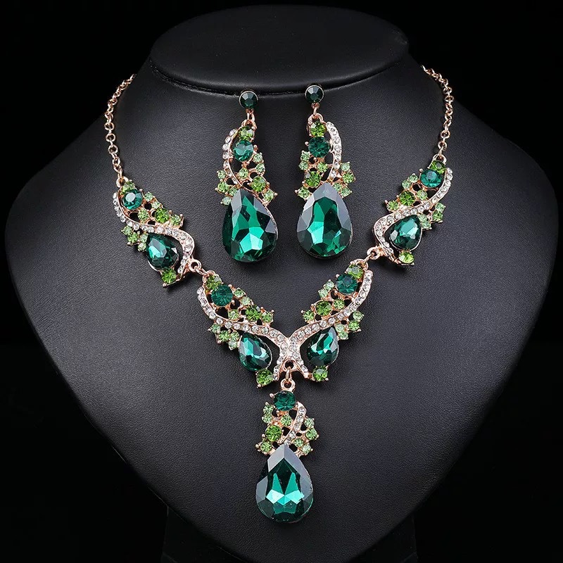 Exquisite super shiny crystal necklace earring set bride accessories wedding dress evening dress accessories banquet ear accessories