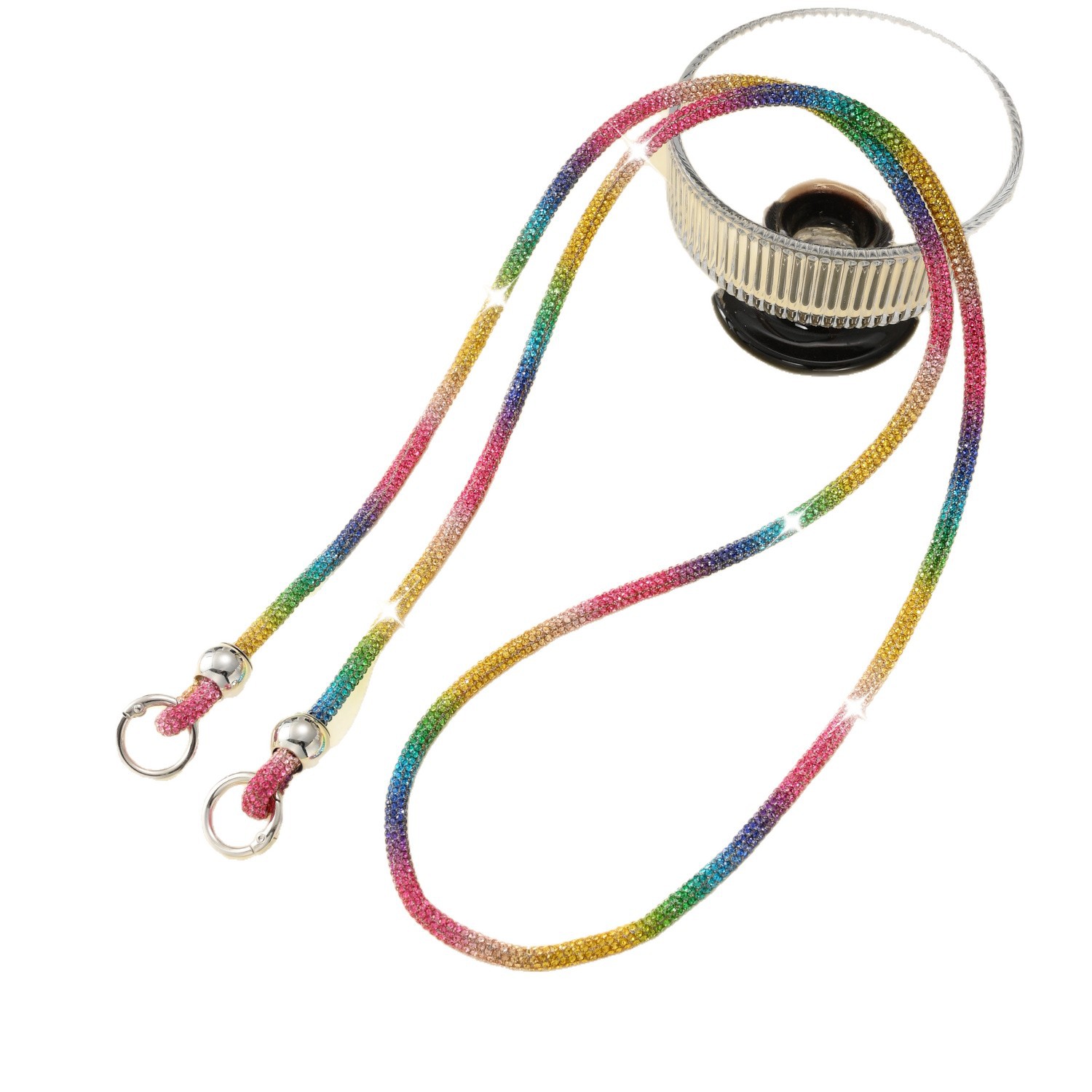 Beaded Rhinestone Crossbody Chain Luxury Diamond Long Phone Lanyard Bag Single Shoulder Chain
