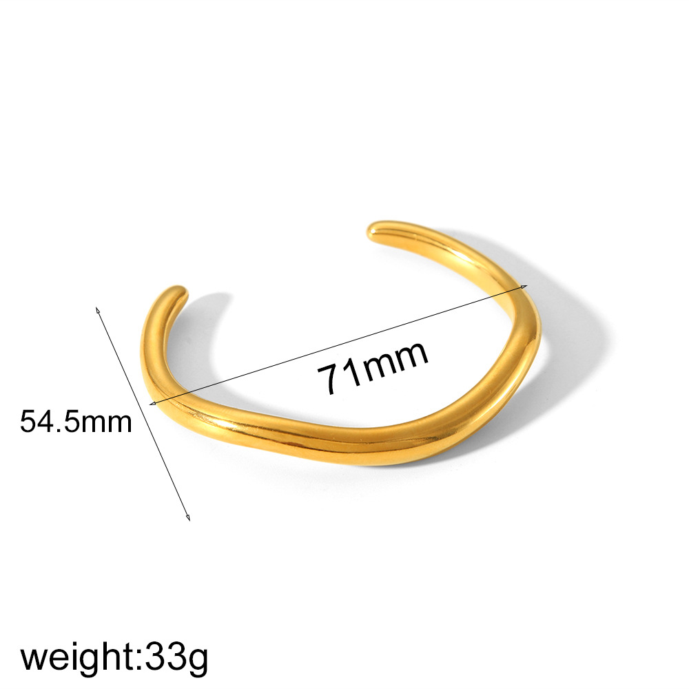 INS style irregular titanium steel open bangle niche 18k gold plated stainless steel bangle