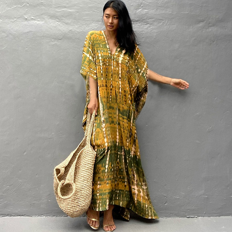 New Ombre Long Dress Beach Cover Up Vacation Long Dress Bikini Outer Swimsuit Cover Up Sun Protection