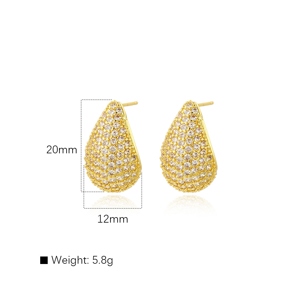 Copper inlaid full zircon hollow drop earrings women's exquisite semi-hollow small pepper ear ornament