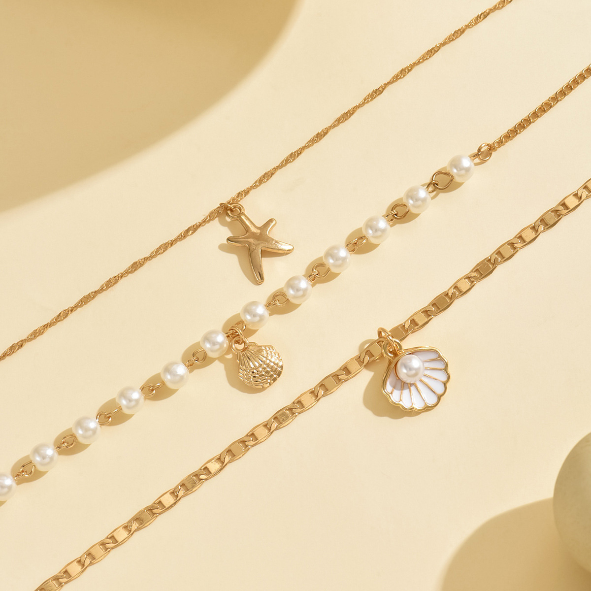 Accessories Simple Starfish Shell Pendant Necklace Vacation Style Pearl Choker Necklace for Women