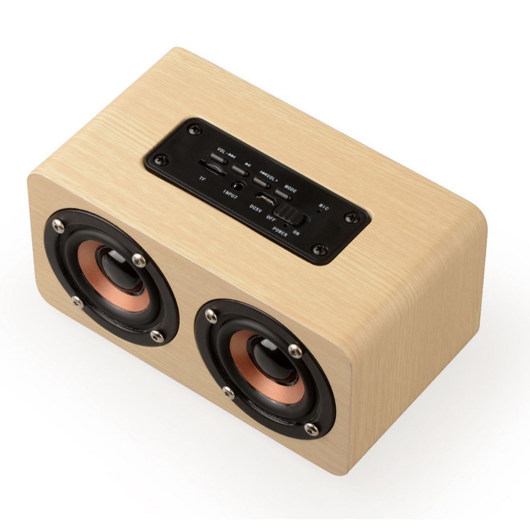 K5 Wooden Wireless Bluetooth Speaker Home Desktop Card Slot Dual Speaker Multifunctional Audio Gift