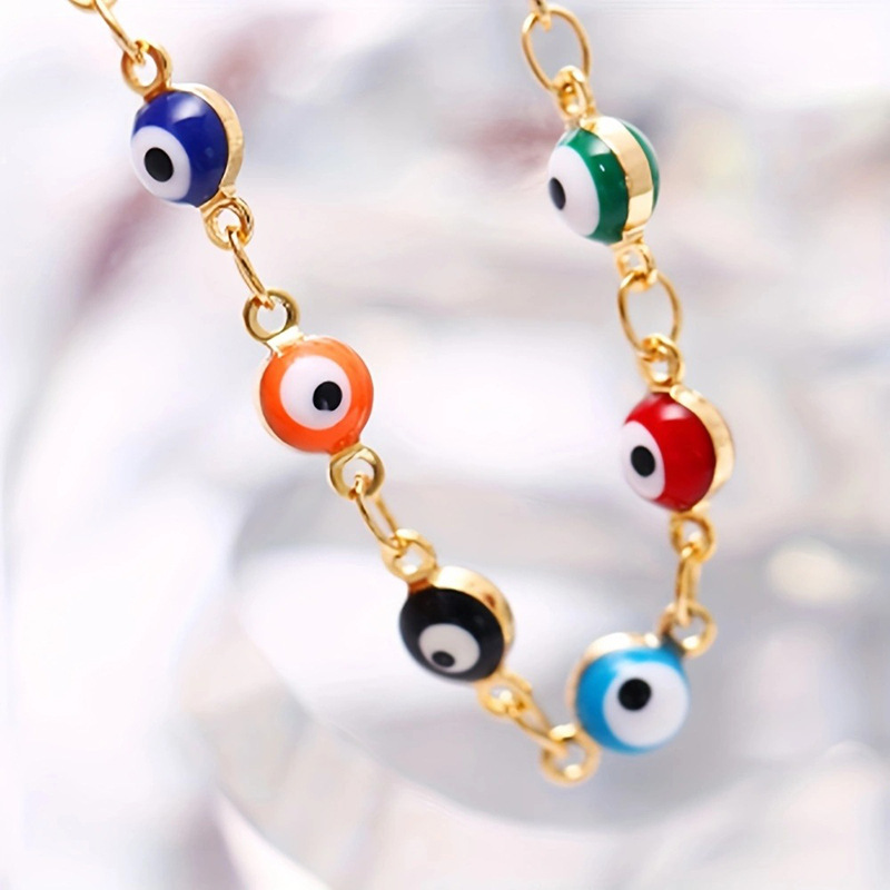 Rongshang Colorful Oil-Drop Eye Handmade Anklet for Women Women's Beach Anklet Accessory