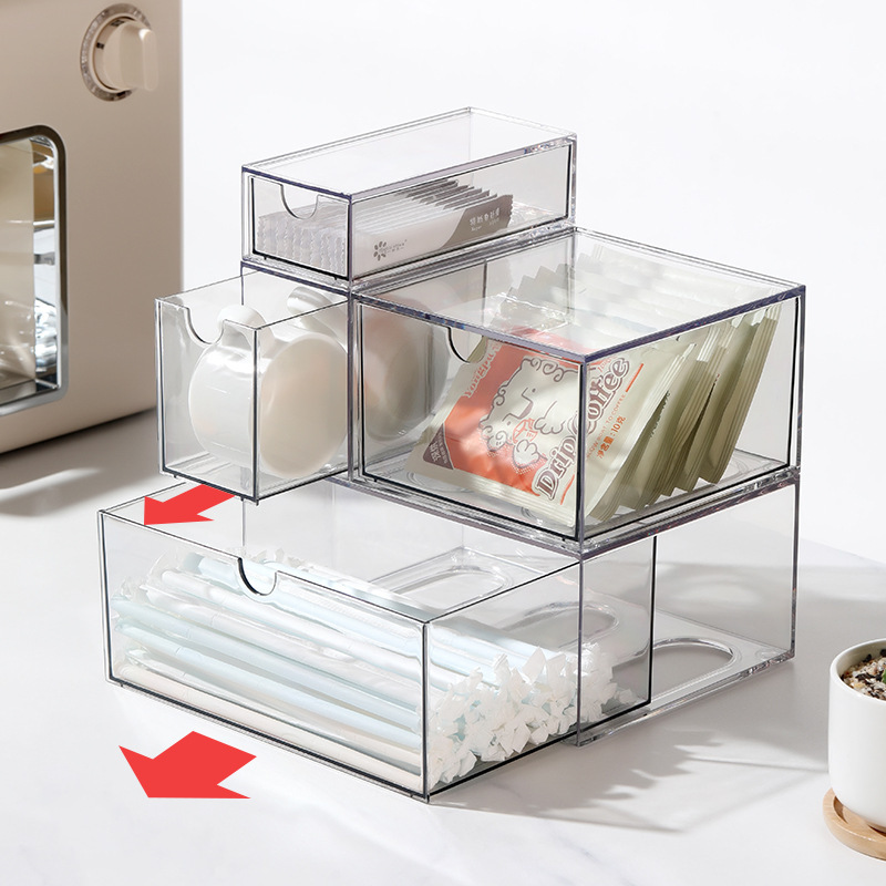 Desktop drawer storage, transparent acrylic, free combination drawer box, office desk stationery dustproof organizer