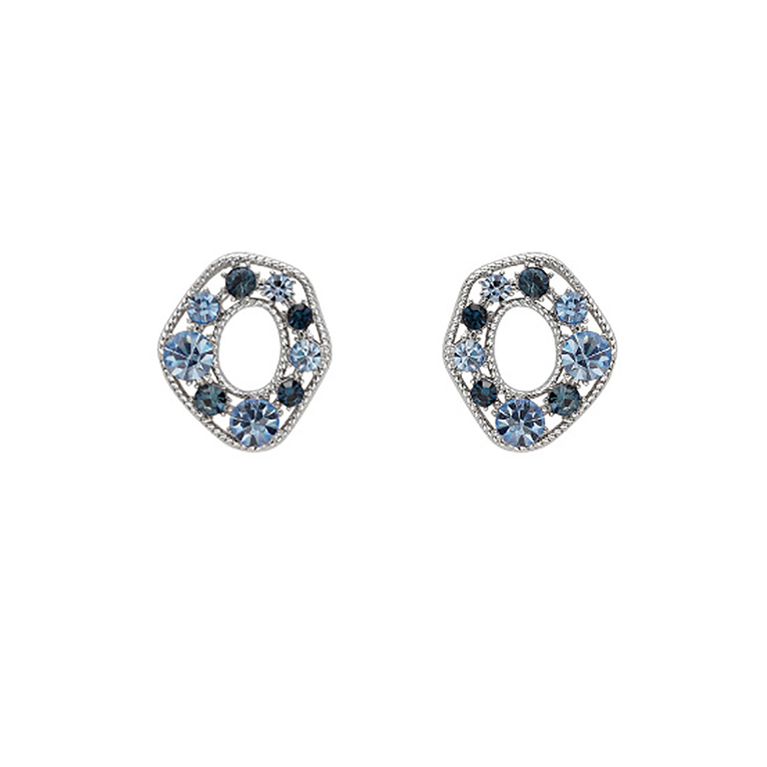 Sparkling Blue Diamond Earrings Women Irregular Geometric Oval Blue Zircon Ear Studs S925 Silver Needle Earrings
