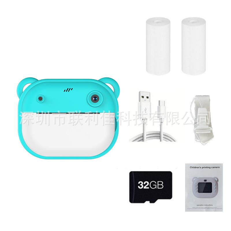 New children's Polaroid print camera HD dual lens can take photos and video toy gift box