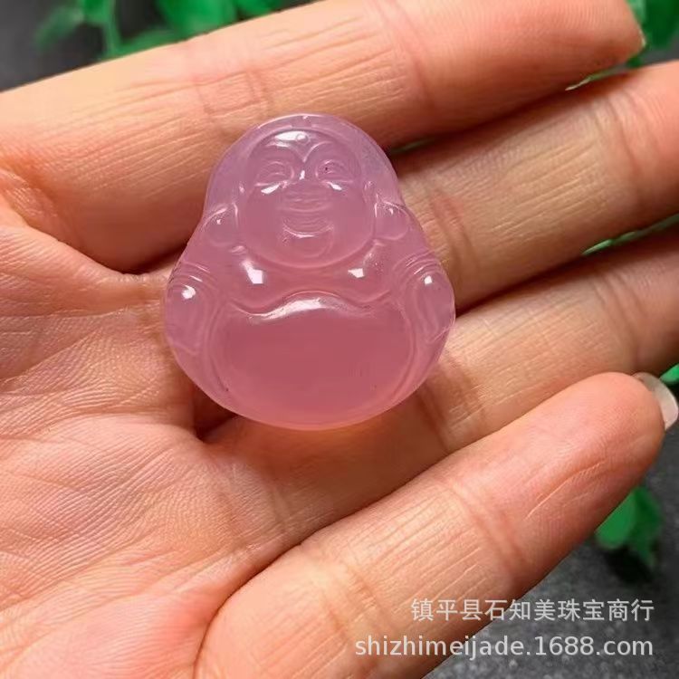 Brazilian Agate Pendant Ice Seed Pink Chalcedony Gourd Men Women Jade Maitreya Buddha Peace Button Pendant Jewelry