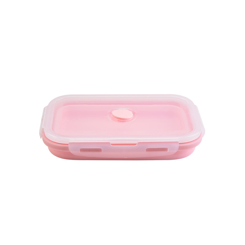 Silicone Lunch Box Foldable Expandable Portable Travel Microwave Oven Household Bento Box Fresh-Keeping Box 4-Piece Set