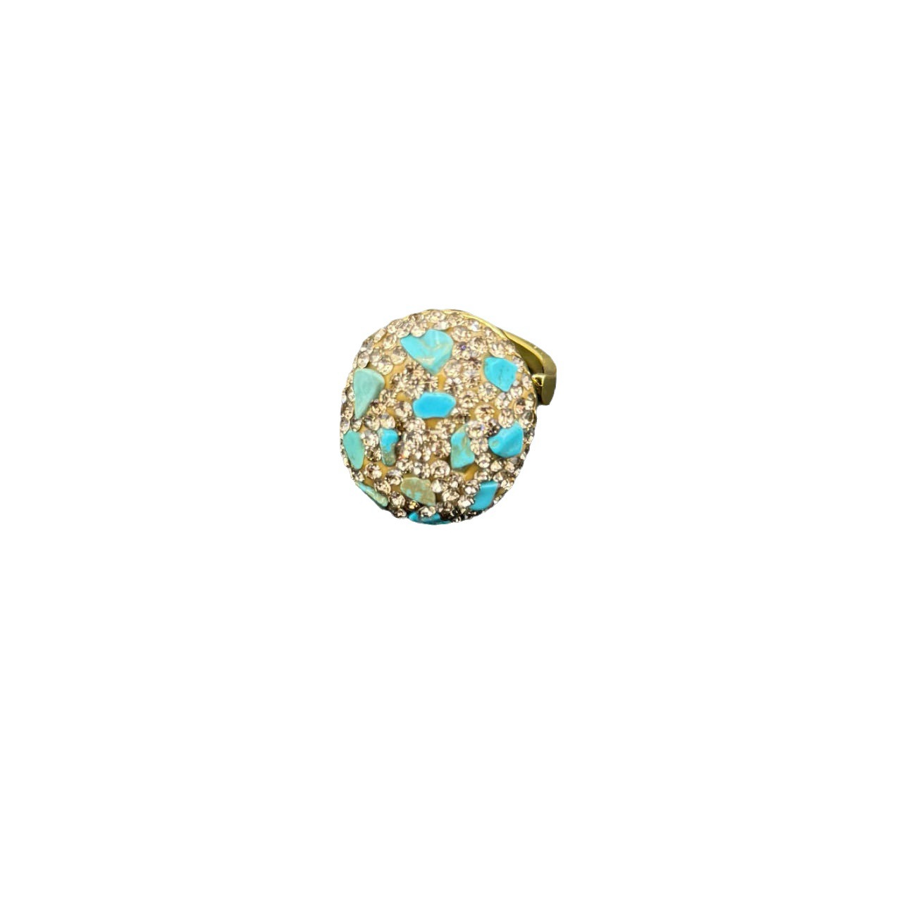 New Natural Tourmaline Raw Stone Ring Niche Lapis Lazuli Handcrafted Inlay Ring