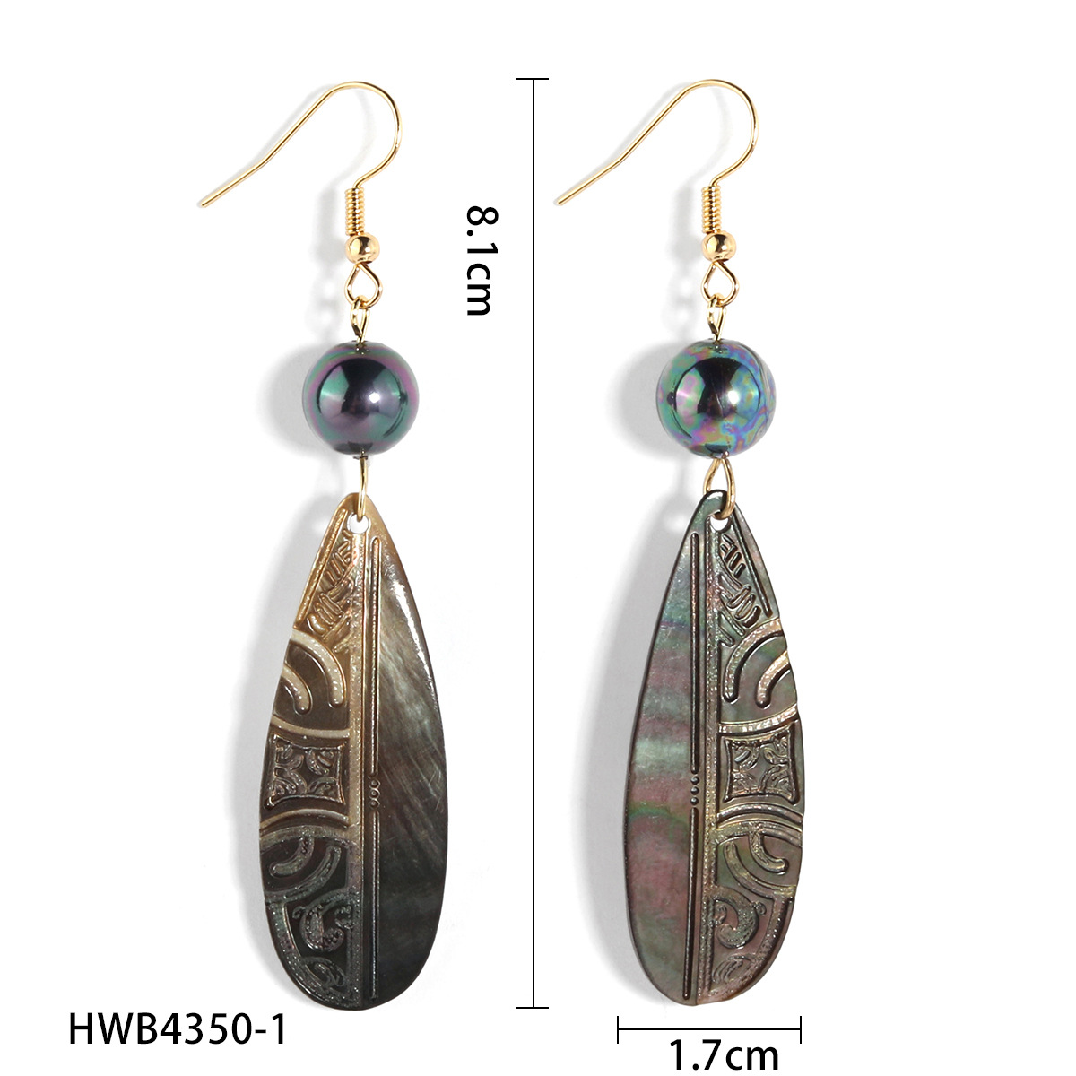 Natural Drop Shell Earrings Carved Shell Pearl Ear Hook Earrings