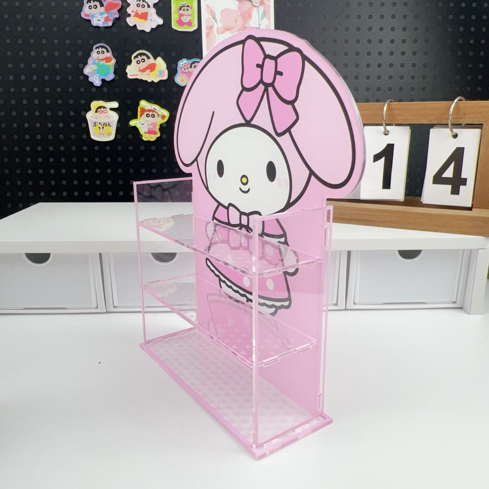 New Cartoon Storage Shelf Cute Figure Acrylic Three-layer Storage Rack Dorm Desktop Display Ornament