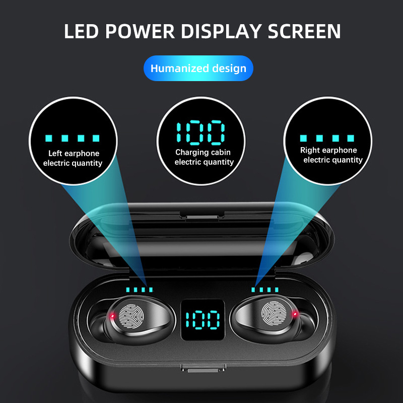 Strict selection F9 touch control Bluetooth earphone with battery display, in-ear HIFI sound quality noise reduction ultra-long battery life