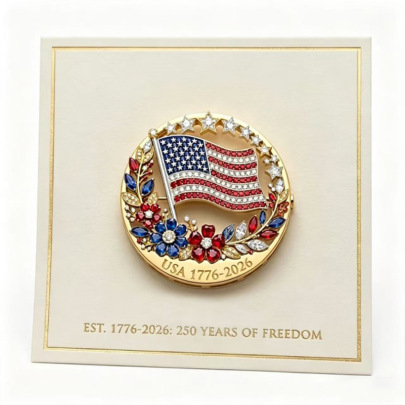 250th Anniversary of the Founding of the United States Brooch Rhinestone Flag Enamel Pin Independence Day Theme Jewelry Wholesale