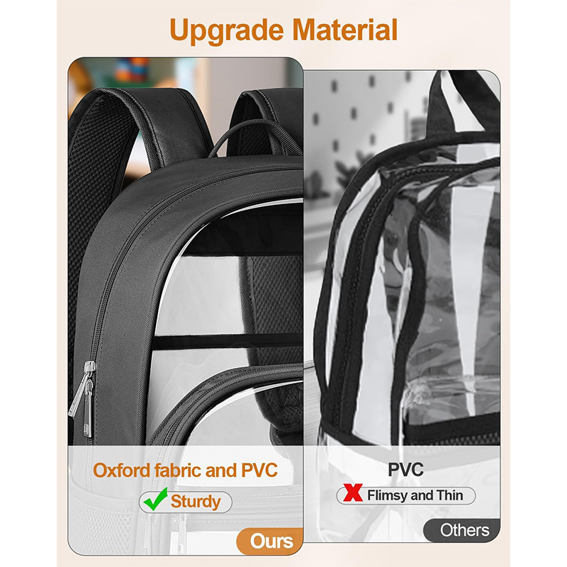 New Transparent Backpack Durable Transparent School Bag PVC Transparent Backpack with Reinforced Straps Large Capacity Clear Bag