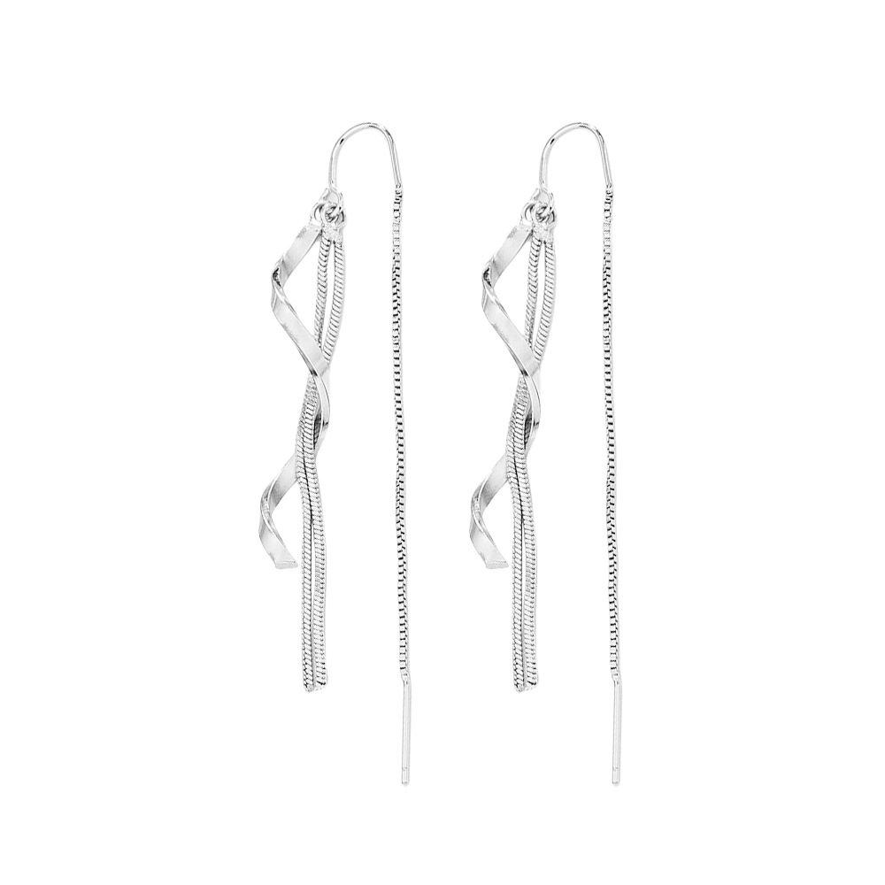 Round Face Ear Chain for Women Long Snake Bone Chain Tassel Earrings
