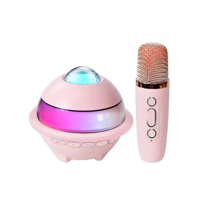 Bluetooth speaker subwoofer projection atmosphere light mini convenient card K-song home wireless microphone Bluetooth speaker