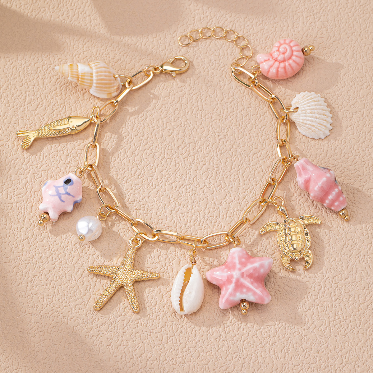 Qingdao Daiwei Accessories 1 Piece Bohemian Style Starfish Conch Shell Bracelet Women's Daily Sweet Bracelet