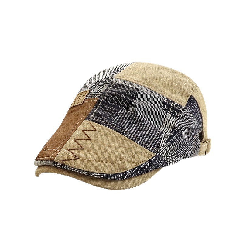 New patchwork plaid niche cap for women, summer sun-protective hat, men's forward cap